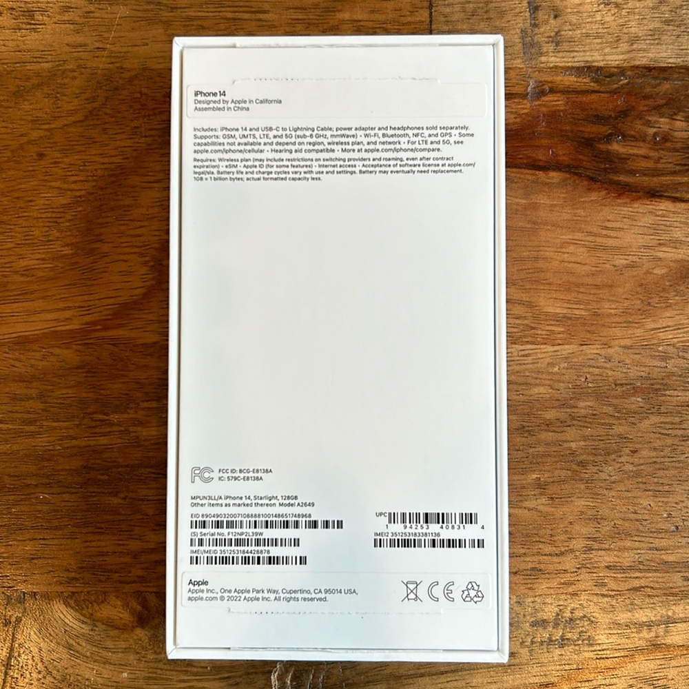 Apple iPhone 14 128GB White Box Only - Picture 4 of 5
